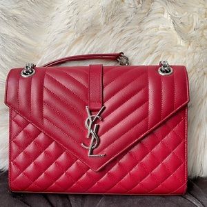 Envelope MediumredCalfskin Leather Cross Body Bag